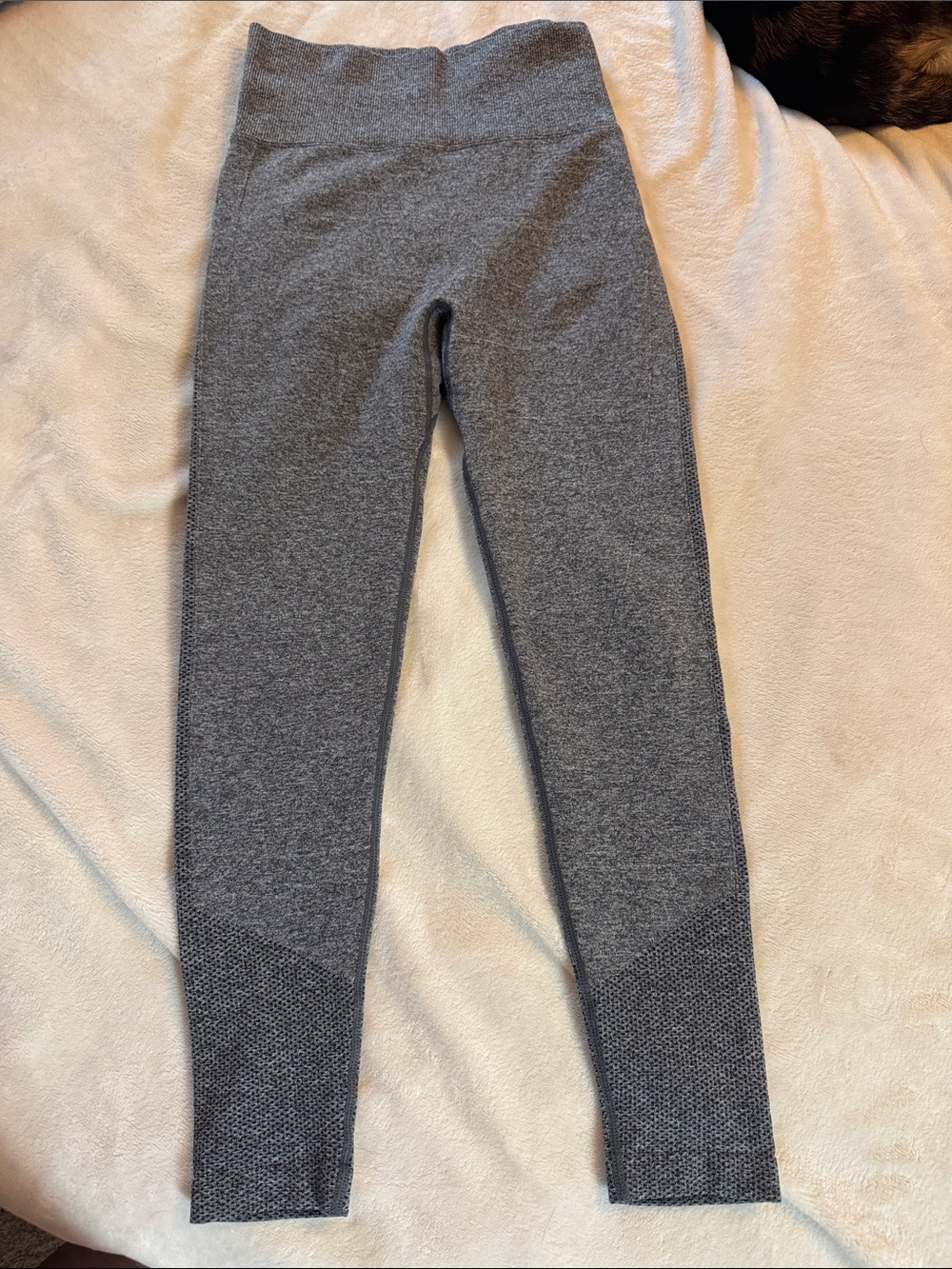 Womans Gray Seamless High-Waist Leggings with scrunchy booty seam.